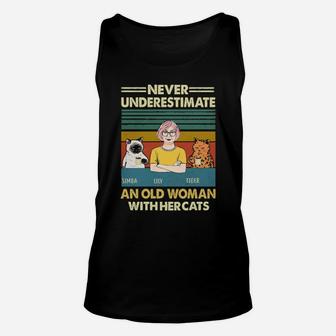 Never Underestimate An Old Woman With Her Cats Vintage Unisex Tank Top - Monsterry