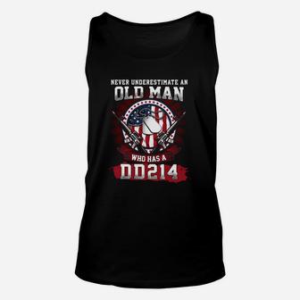 Never Underestimate Old Man Who Has A Dd214 Unisex Tank Top - Thegiftio UK