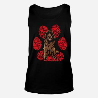 Newfoundland Valentines Day Dog Love Paw Unisex Tank Top - Monsterry