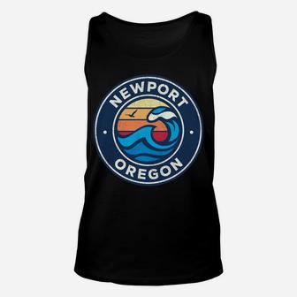 Newport Oregon Or Vintage Nautical Waves Design Unisex Tank Top | Crazezy AU