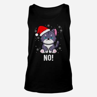 No Merry Christmas Funny Cat Pet Lovers Unisex Tank Top | Crazezy CA