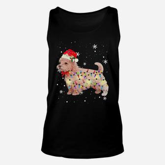 Norfolk Terrier Dog Christmas Light Xmas Mom Dad Gifts Unisex Tank Top | Crazezy