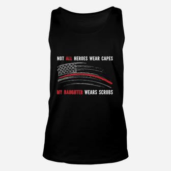 Not All Heroes Wear Capes My Daughter Wears Scrus Nurse American Flag Unisex Tank Top | Crazezy