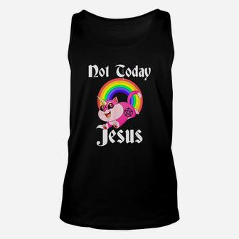 Not Today Jesus Cat Rainbow Unisex Tank Top | Crazezy