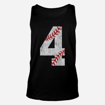 Number 4 Vintage 4Th Birthday Baseball Lover 4 Years Old Unisex Tank Top | Crazezy AU