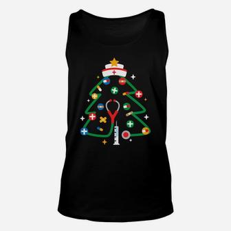 Nurse Christmas Tree Funny Doctor Student Christmas Gift Unisex Tank Top | Crazezy