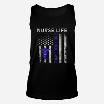 Nurse Life And Police Wife Vintage Flag American Unisex Tank Top | Crazezy CA
