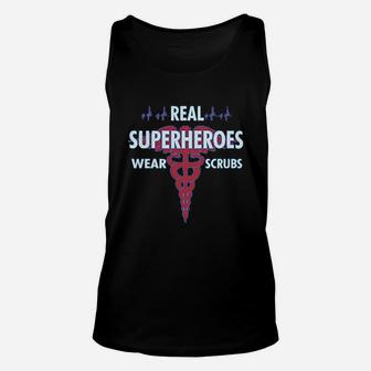Nurse Real Superheroes Wear Scrbs Gift For Nurse Women Unisex Tank Top | Crazezy CA