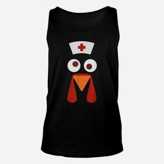 Nurse Turkey Face Funny Thanksgiving Shirt For Nurse Unisex Tank Top | Crazezy