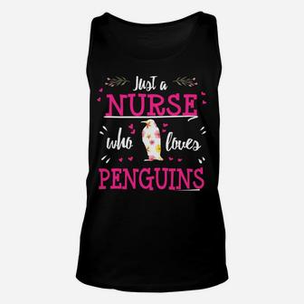 Nurse Who Loves Penguins Cute Funny Rn Cna Lpn Student Gift Unisex Tank Top | Crazezy