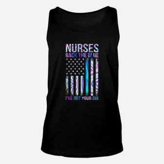 Nurses Back The Blue I Have Got Your Six American Flag Unisex Tank Top | Crazezy DE