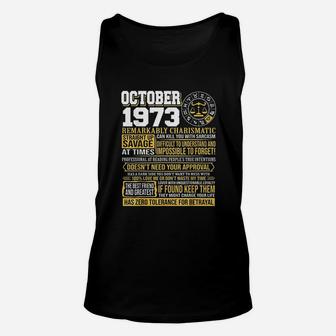 October Birthday Born October Libra 1973 Unisex Tank Top | Crazezy CA