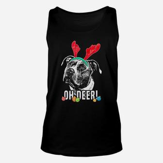 Oh Deer Funny Pit Bull Xmas Unisex Tank Top - Monsterry AU
