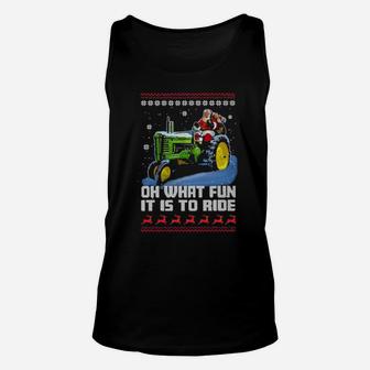 Oh What Fun It Is To Ride Farmer Santa Ugly Unisex Tank Top - Monsterry CA