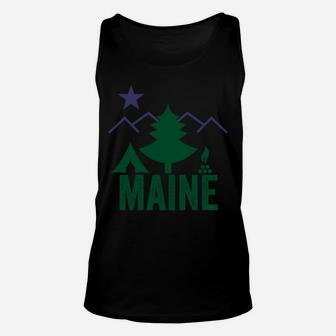 Old Maine State Flag 1901 Pine Tree Star Camping Unisex Tank Top | Crazezy DE
