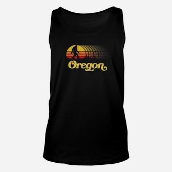 Oregon Bigfoot Sasquatch Silhouette Retro 80s Sun Shirt Unisex Tank Top - Thegiftio UK