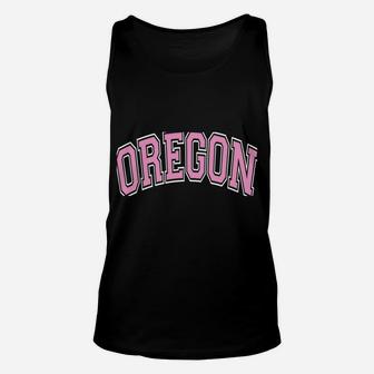 Oregon Varsity Style Pink Text Unisex Tank Top | Crazezy DE
