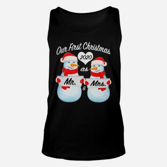 Our First Christmas As Mr And Mrs Matching Pj Snowman Couple Unisex Tank Top | Crazezy CA