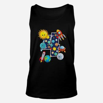 Outer Space 4 Year Old 4Th Gift Birthday Planets Astronaut Unisex Tank Top | Crazezy