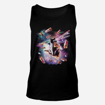 Outer Space Pizza Cat Rainbow Laser Unisex Tank Top | Crazezy
