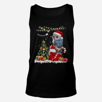 Owl Christmas Xmas Light Tree Ornaments Santa Lover Gift Sweatshirt Unisex Tank Top | Crazezy DE