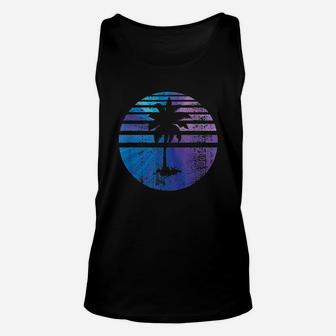 Palm Tree Sunset Silhouette Surfing Unisex Tank Top | Crazezy