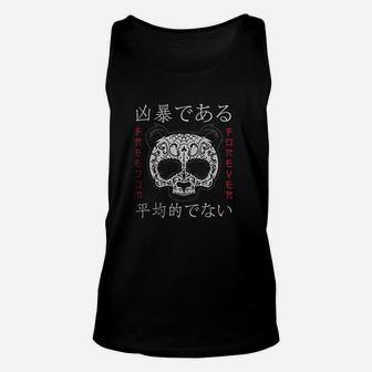 Panda Skull Tattoo Samurai Japanese Kanji Graphic Unisex Tank Top | Crazezy