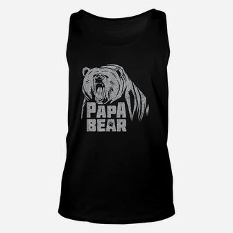 Papa Bear Daddy Father Roaring Grizzly Fathers Day Gift Unisex Tank Top | Crazezy UK