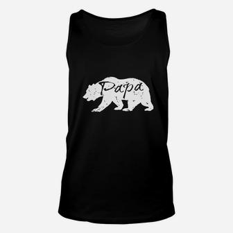 Papa Bear Distressed Father Day Unisex Tank Top | Crazezy