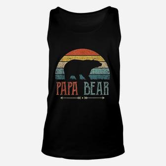 Papa Bear Vintage Daddy Father Day Retro Dad Unisex Tank Top | Crazezy