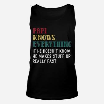 Papi Knows Everything Father's Day Gift For Funny Grandpa Unisex Tank Top | Crazezy DE