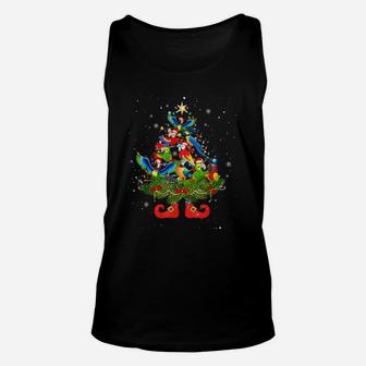 Parrots Christmas Tree Lights Funny Santa Hat Lover Unisex Tank Top | Crazezy UK