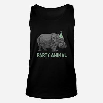 Party Animal Hippo Birthday Unisex Tank Top | Crazezy