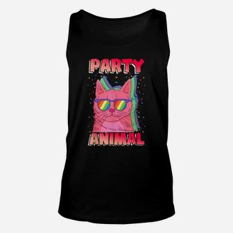 Party Cat Party Animal Music And Rave Party Lovers Unisex Tank Top | Crazezy