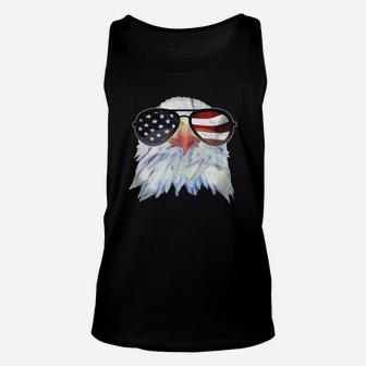 Patriotic Bald Eagle 4th Of July America Usa Flag Sunglasses Shirt Unisex Tank Top - Thegiftio UK
