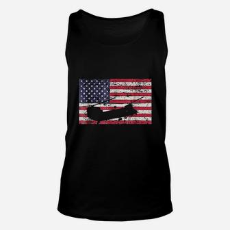 Patriotic Ch-47 Chinook Helicopter American Flag Unisex Tank Top - Thegiftio UK