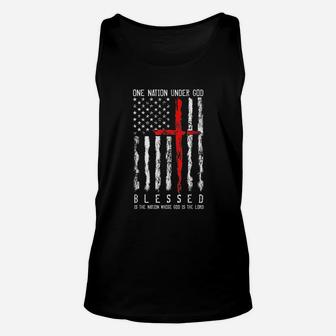 Patriotic Christian Blessed One Nation Under God Unisex Tank Top | Crazezy CA