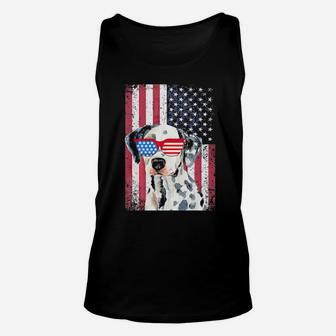 Patriotic Dalmatian 4Th Of July Sunglasses Usa American Flag Unisex Tank Top - Monsterry