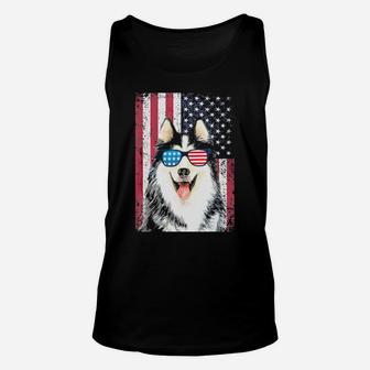 Patriotic Siberian Husky Dog 4Th Of July Usa American Flag Unisex Tank Top - Monsterry