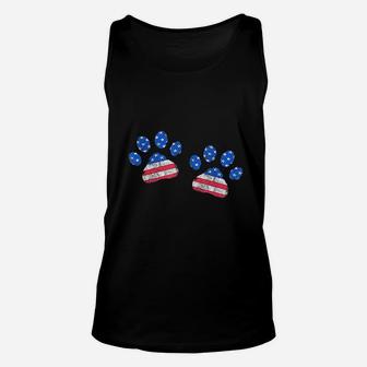 Paw Print Usa Flag I Love Dogs Patriotic 4Th Of July Unisex Tank Top | Crazezy DE
