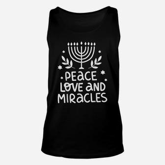 Peace Love And Miracles | Hanukkah Unisex Tank Top | Crazezy