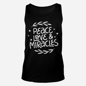 Peace Love & Miracles | Hanukkah Unisex Tank Top | Crazezy