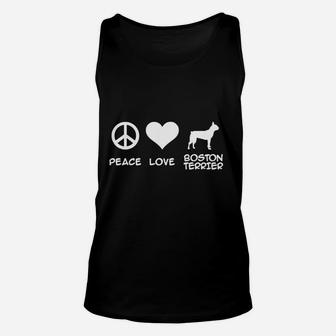 Peace Love Boston Terrier Unisex Tank Top | Crazezy AU