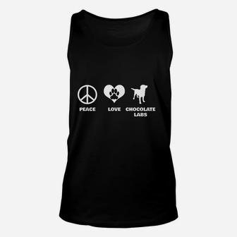 Peace Love Chocolate Labs Funny Labrador Unisex Tank Top | Crazezy AU