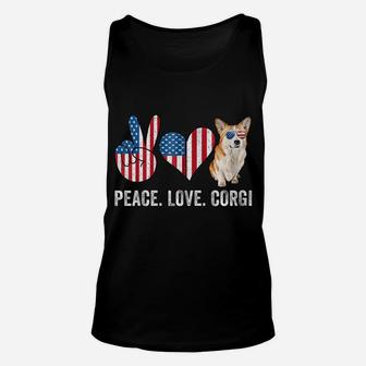 Peace Love Corgi Dad Mom American Flag Corgi Dog Lover Owner Zip Hoodie Unisex Tank Top | Crazezy AU