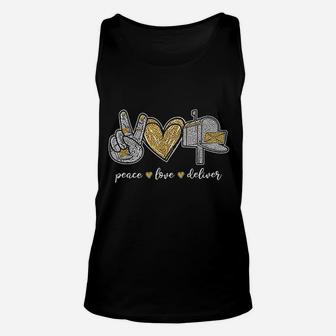 Peace Love Deliver Post Box Cute Postal Worker Gifts Unisex Tank Top | Crazezy