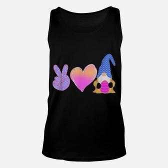 Peace Love Gnome Holding Easter Egg Love Easter Gnome Unisex Tank Top | Crazezy AU