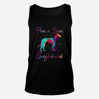 Peace Love Greyhound Funny Dog Lover Gift Unisex Tank Top | Crazezy AU