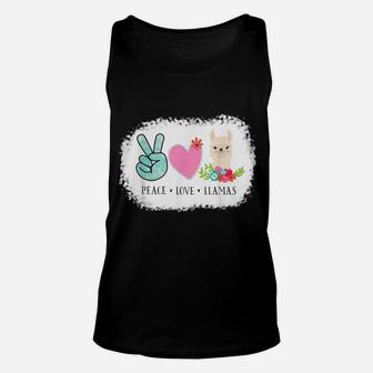 Peace Love Llamas Funny Animal Floral Unisex Tank Top | Crazezy AU