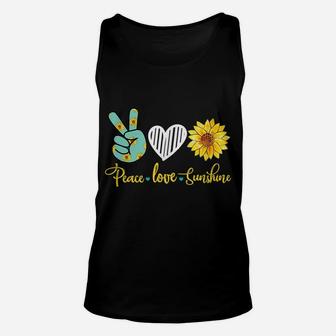 Peace Love Sunshine Summer Flower Heart Graphic Unisex Tank Top | Crazezy DE